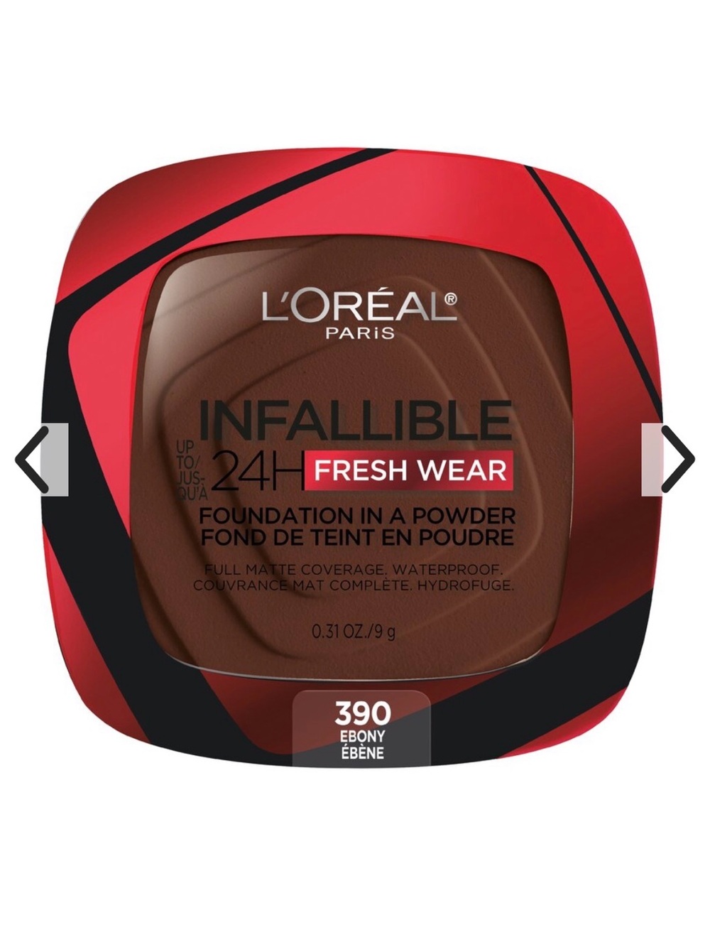 L'Oreal Infallible Fresh Wear Powder Foundation - Ebony with Red/Black Accents